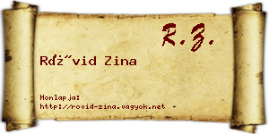 Rövid Zina névjegykártya